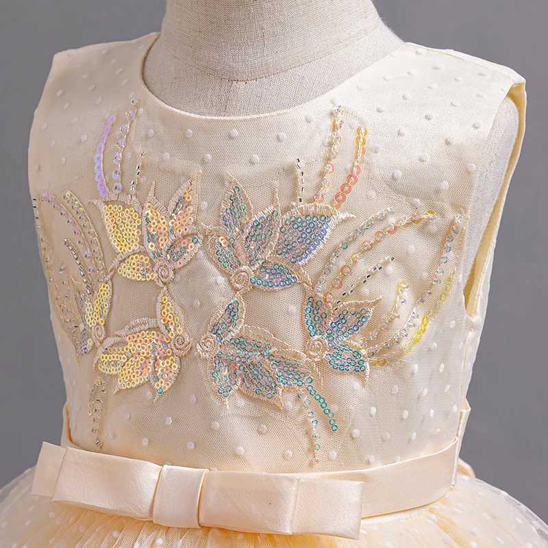 A118 2-10 Years Girls Formal Princess Dress Girl Elegant Birthday Party Sleeveless Flowers Dresses Ceremony Clothes Z250904