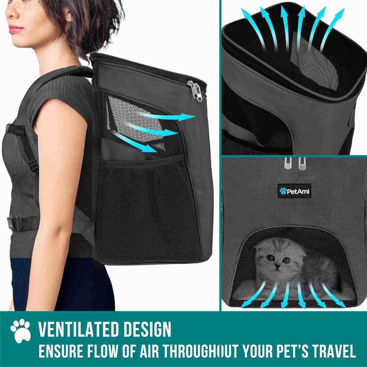 Small Dogs and Cat Backpack Carrier Airline Approved Pet Backpack Carrier Ventilated Safety Strap Buckle Support Designed for Hiking Travel Camping Ou