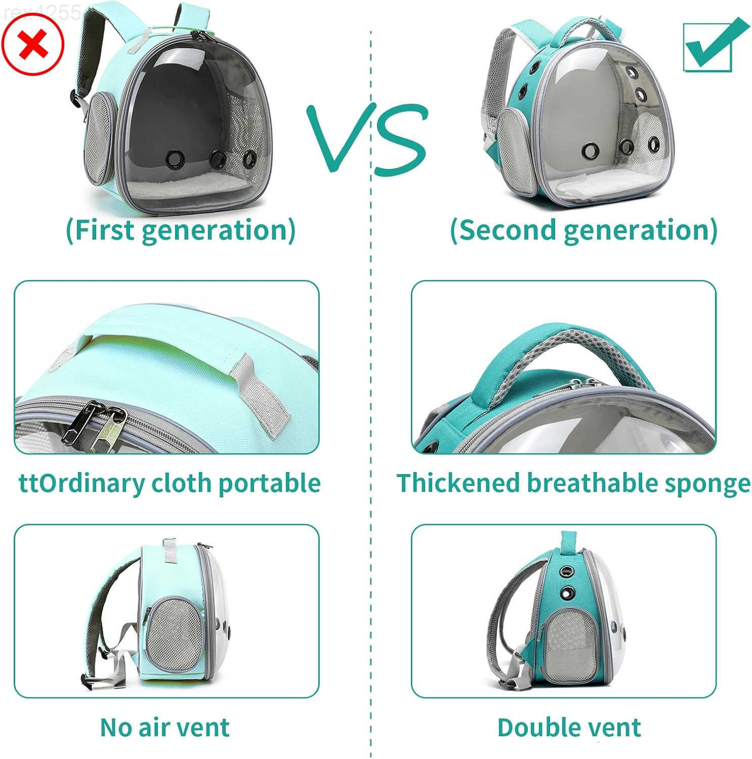 Travel pet Backpack Carrier Hamster Bag Guinea Pig Bird Small Dog cat Turtle Carrier Rabbit Cage Squirrel Bearded Dragon Breathable Hangbag GreenW2509