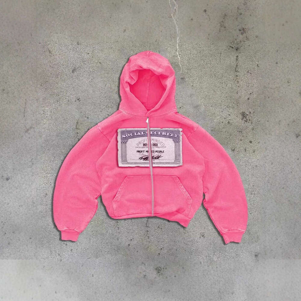 Street Brand Trendy Fashion Printed Casual Loose Autumn Winter Zipper Hooded Sweatshirt