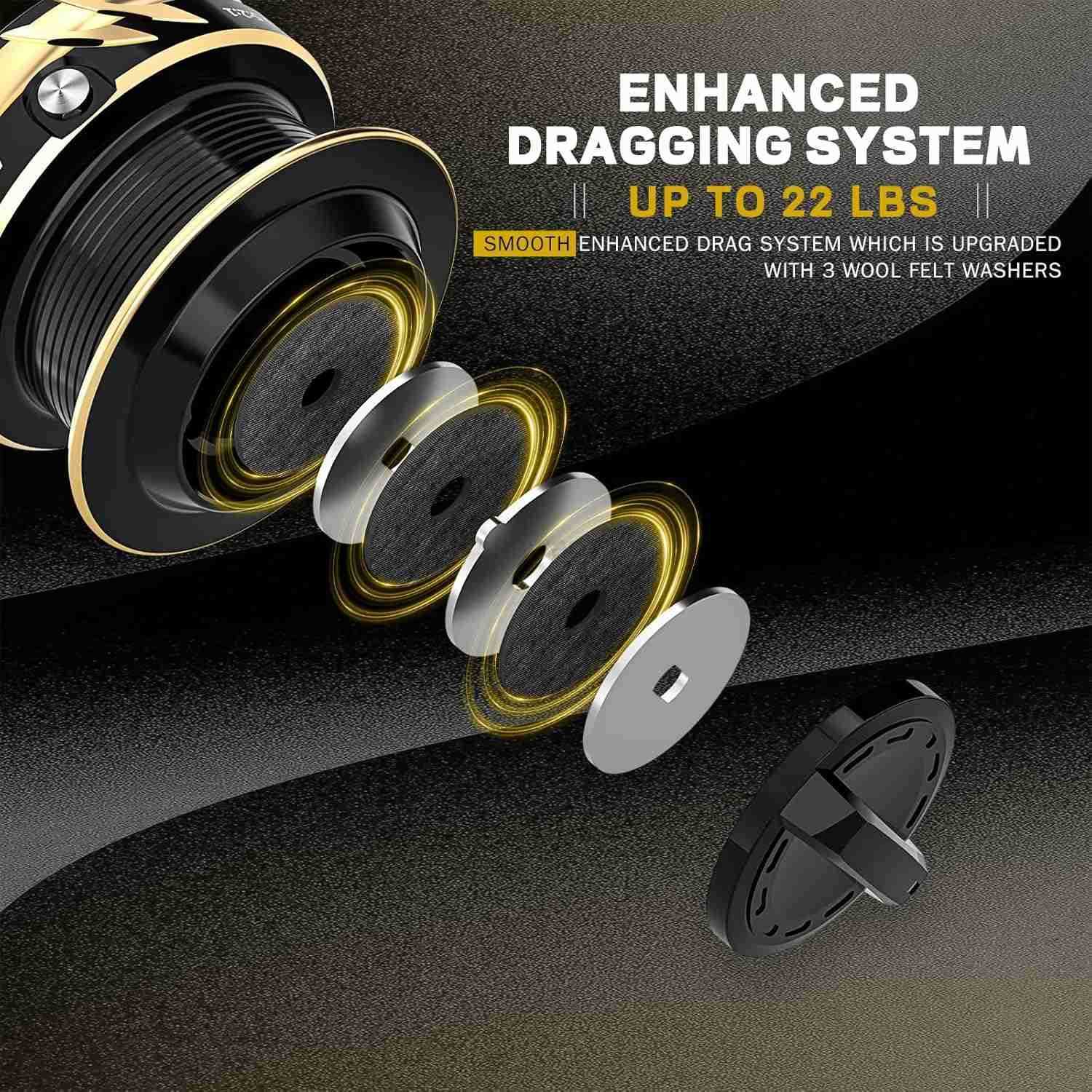 Spinning Fishing Reel Graphite Body 71 Stainless Steel BB 501 Gear Ratio Lightweight Spinning Reel for Freshwater Saltwater Fishing Come with 109 yds 