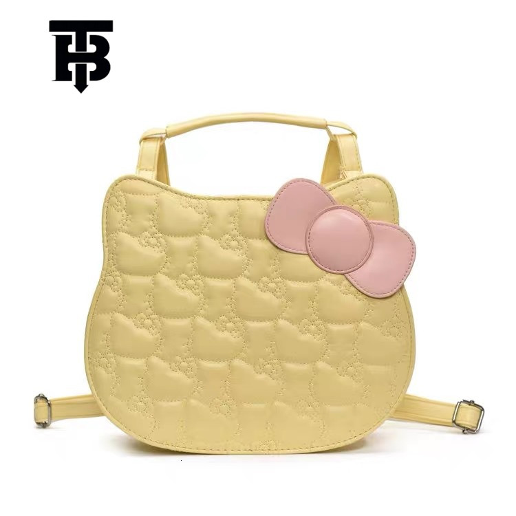 TB BHULAMTE Korean Style Sweet Cute Kitty Cat Backpack Cartoon Bow Simple Fashionable Designer s bag Textured Student School Bag for Girls