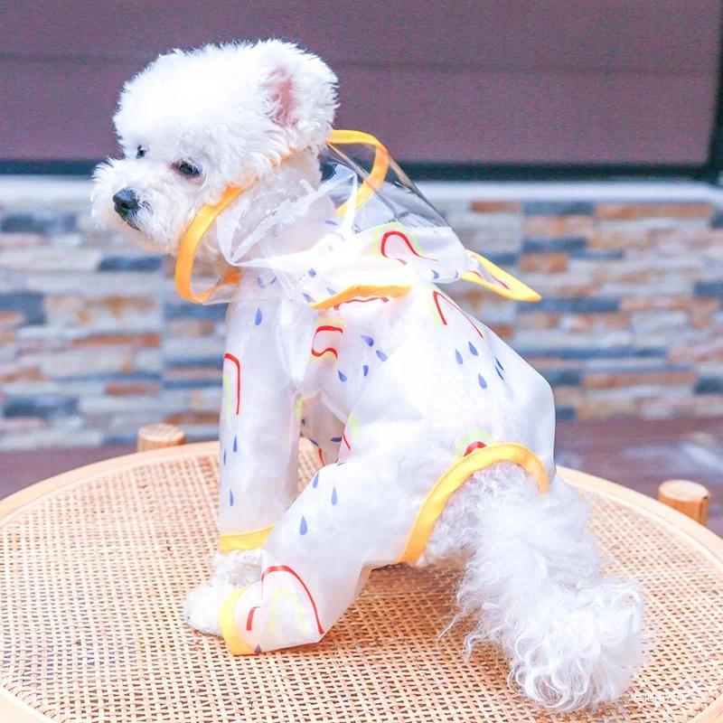 Cute Shape Dog Raincoat Puppy Rain Jacket Full Body with Hat Waterproof Dog Hooded Cloak