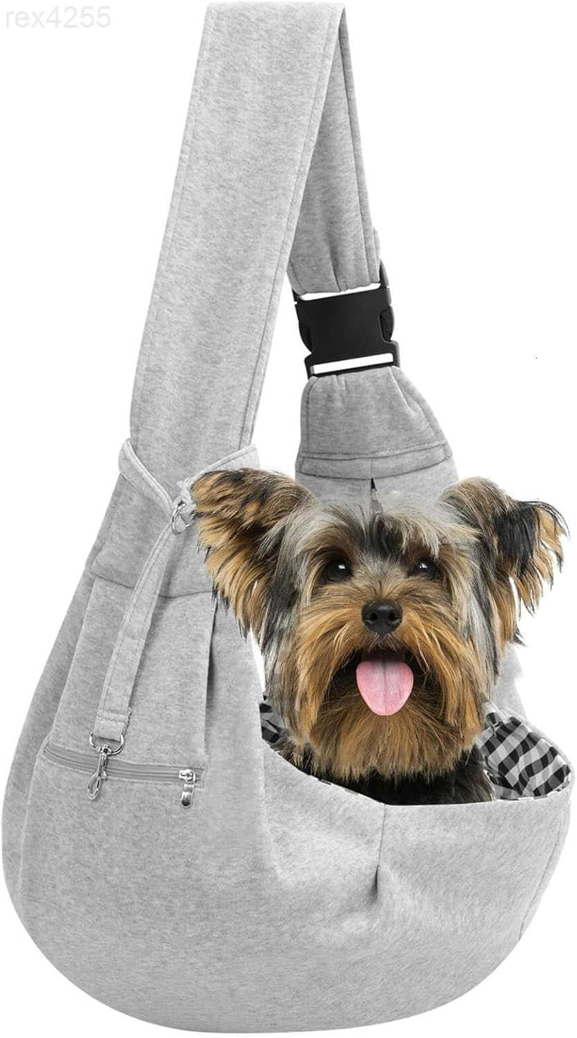 Dog Carrier Sling HandFree Dog Carriers for Small Dogs and Cats Puppy Sling Carrier with Zipper Purse Pocket Travel Safety Harness Puppy Essentials Pi