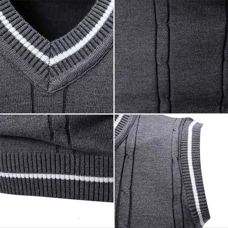 New Sweater Vest Men Spring Vneck Sleeveless Knitted Sweaters Vests Patchwork Retro Preppystyle Simple Chic Casual AllmatchXJ250904