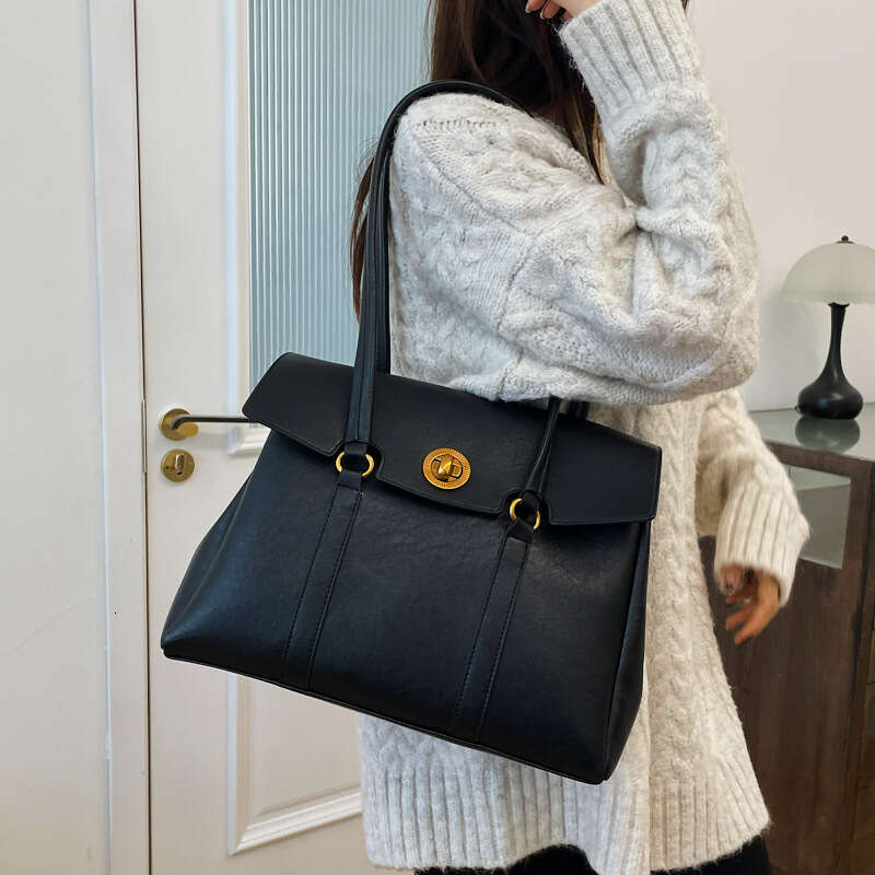 2025 Spring Autumn Vintage Fashion Underarm Tote Bag Women's Cross Border Trend Minimalist Casual Single Shoulder PU Bag