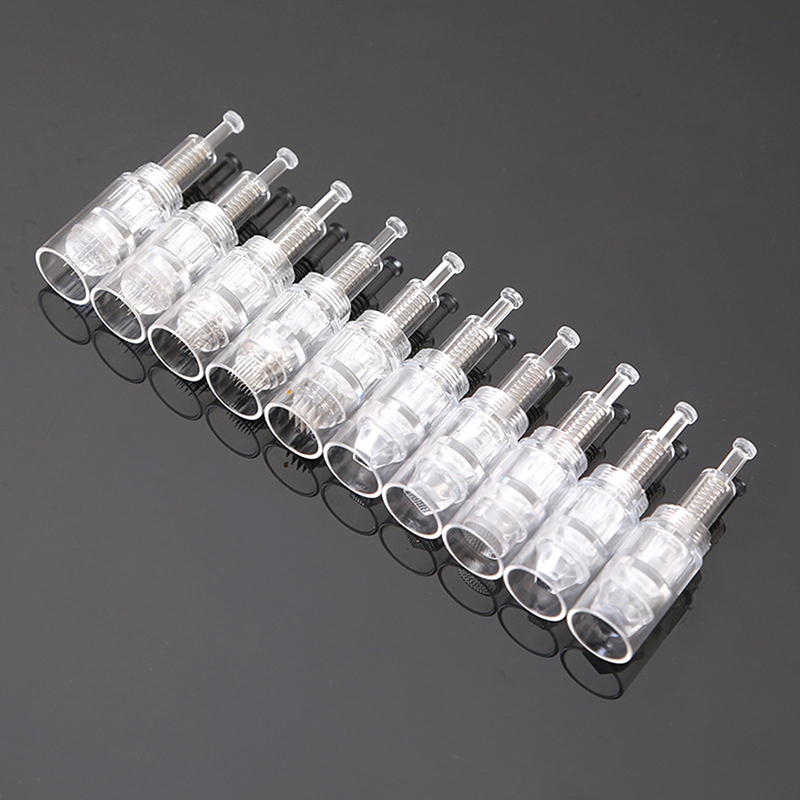 100Pcs Screw Slot Needle Dermapen Cartridges Electric Microneedles Mesotherapy MTS Tips 9/12/24/36/42 Pin Nano Derma Replacement Needles