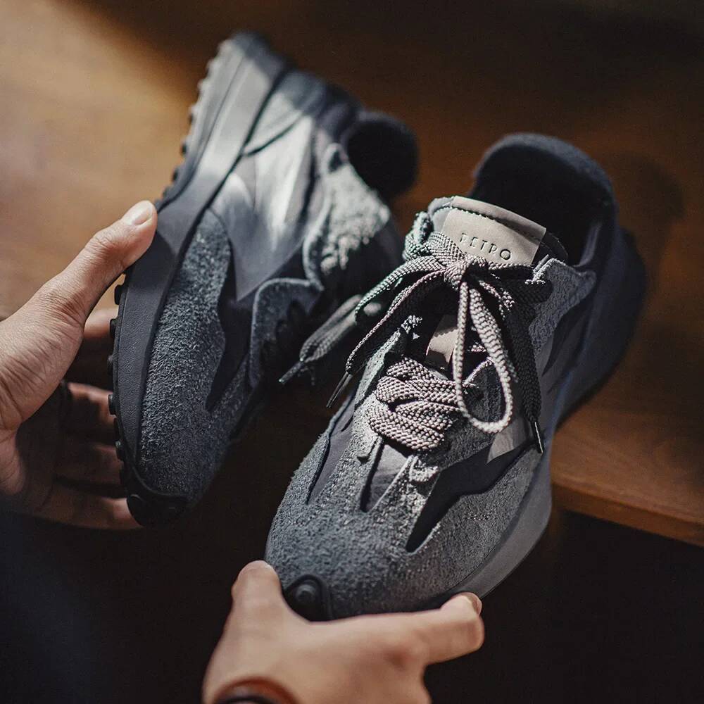 Maden Spring Vintage Thick-soled Patchwork Black Sneakers Casual Breathable Jogging Low-top Lace-up Sporty Summer Shoes ddmysaturn