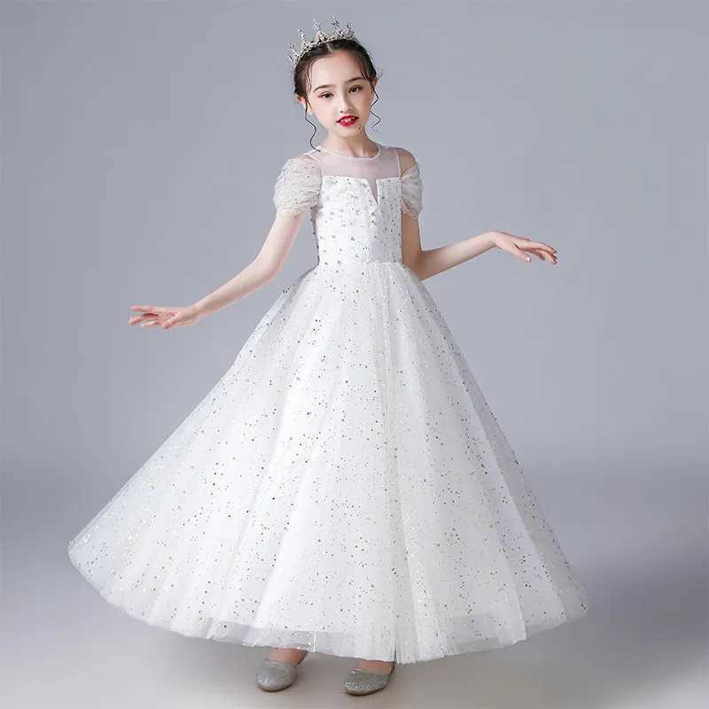 Girl Wedding Dress Tulle Birthday Ceremony Pink Pearls Girls Party Dress 2 To 14 Years Flower Girl Dresses For Wedding Kids Z250904