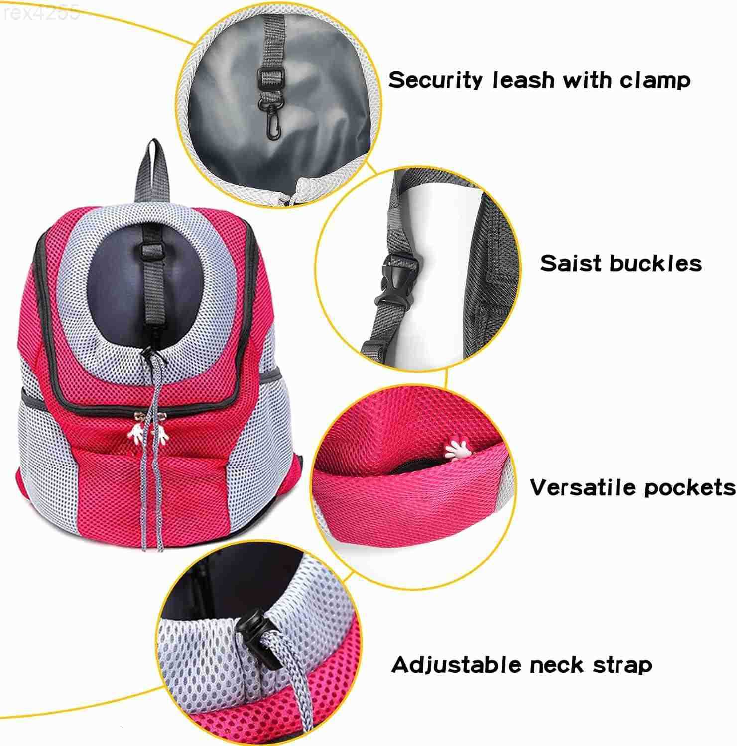 Dog Carrier Backpack Comfortable Doggy Front Backpack Pet Puppy Carrier Travel Pack with Breathable Head Out Design and Padded Shoulder for Walking Bi