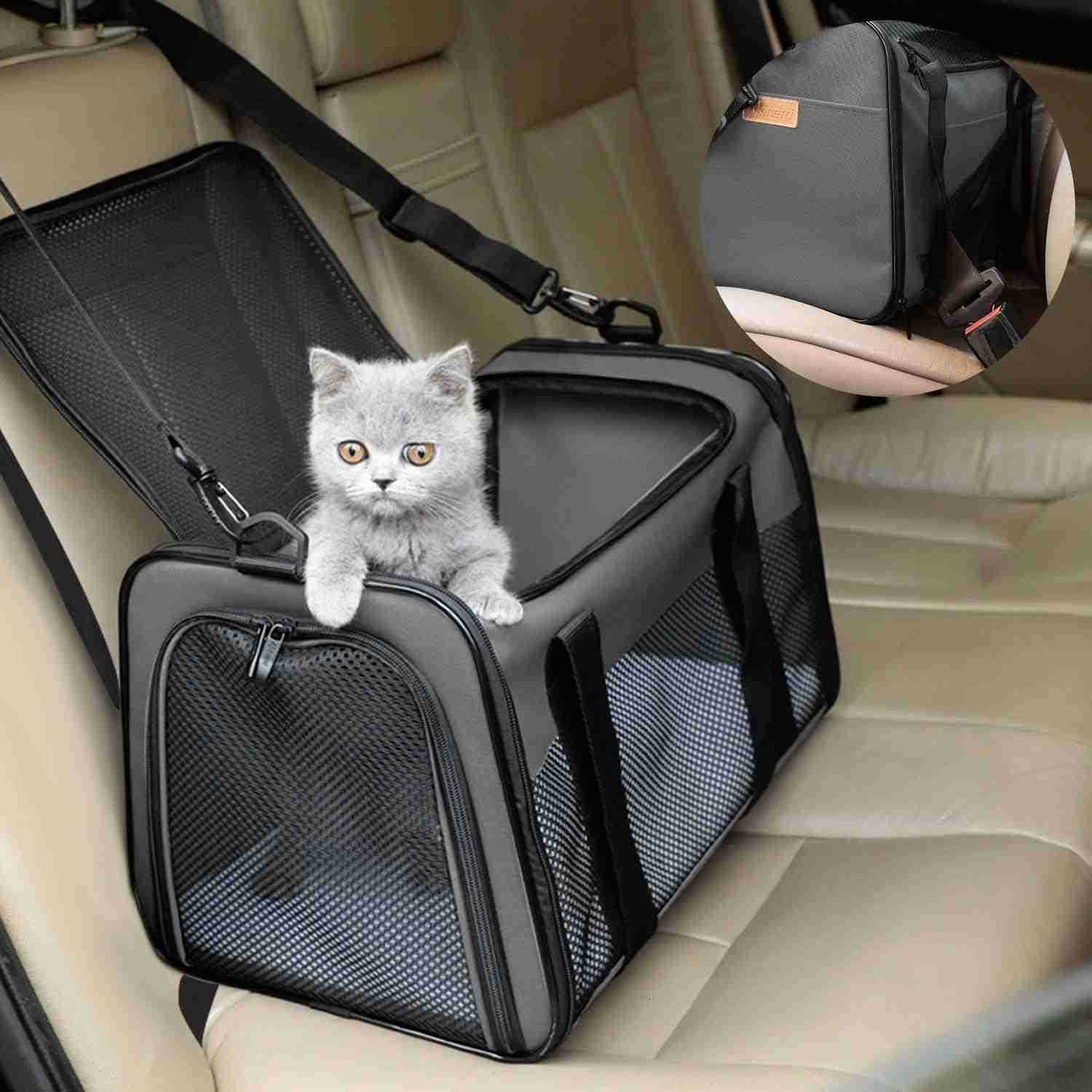 Cat Carrier Portable Foldable Dog Pet Carrier SoftSided Pet Bag up to 15 Lbs Airline Approved Travel Puppy CarrierW250904