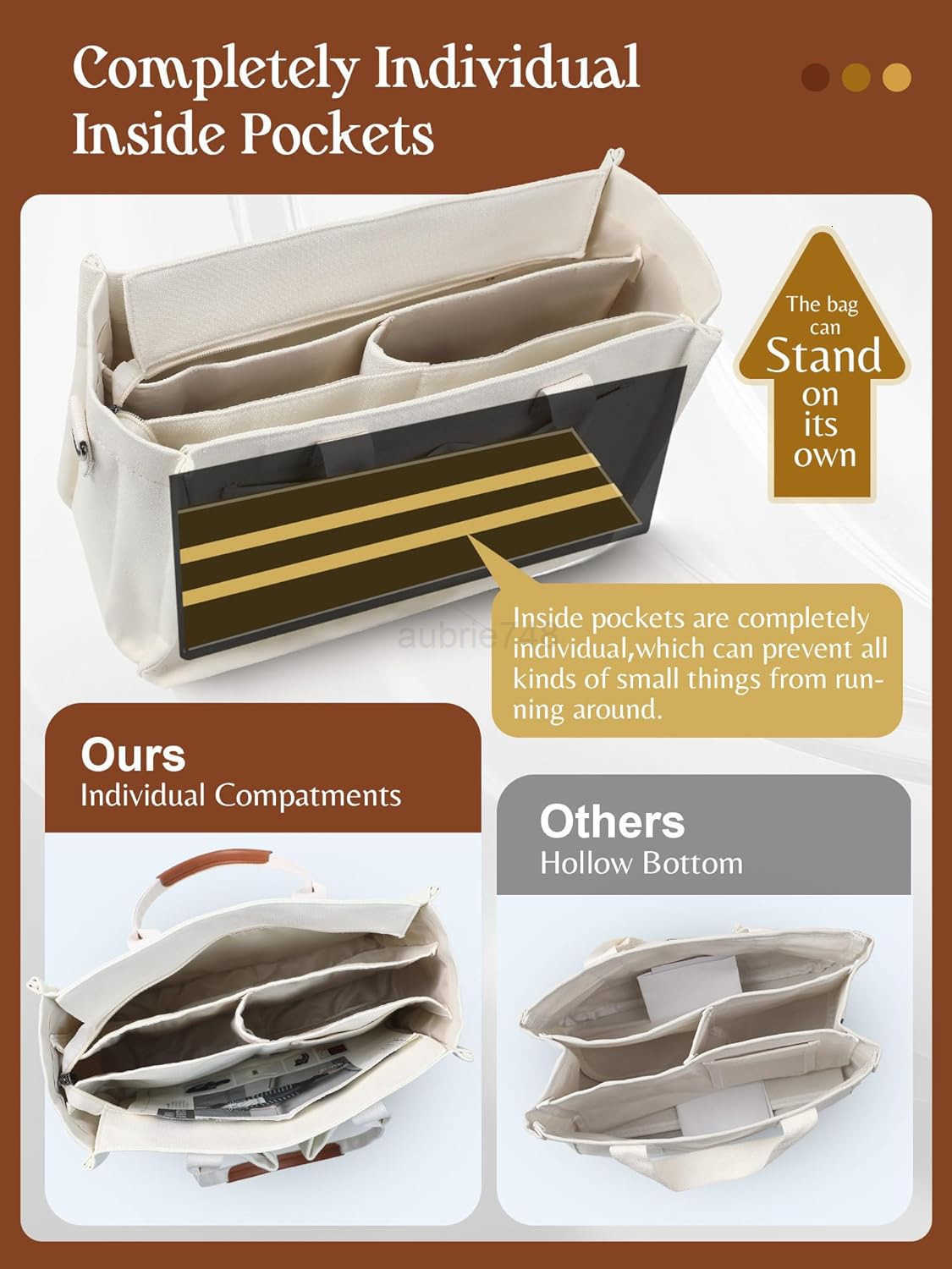 Canvas Tote Bag for Women with Zipper Closure Individual Compartments for Work College for Teacher Nurse M250904