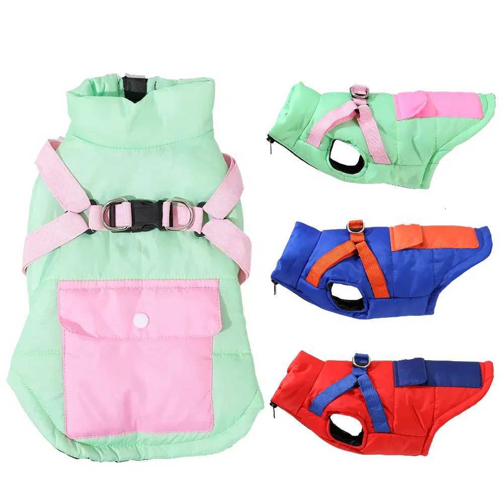 Cute Dog Clothes for Small Medium Dogs Warm Winter Pet et with Harness Pocket Windproof Puppy Coat Pets Yorkshire Outfits W250904