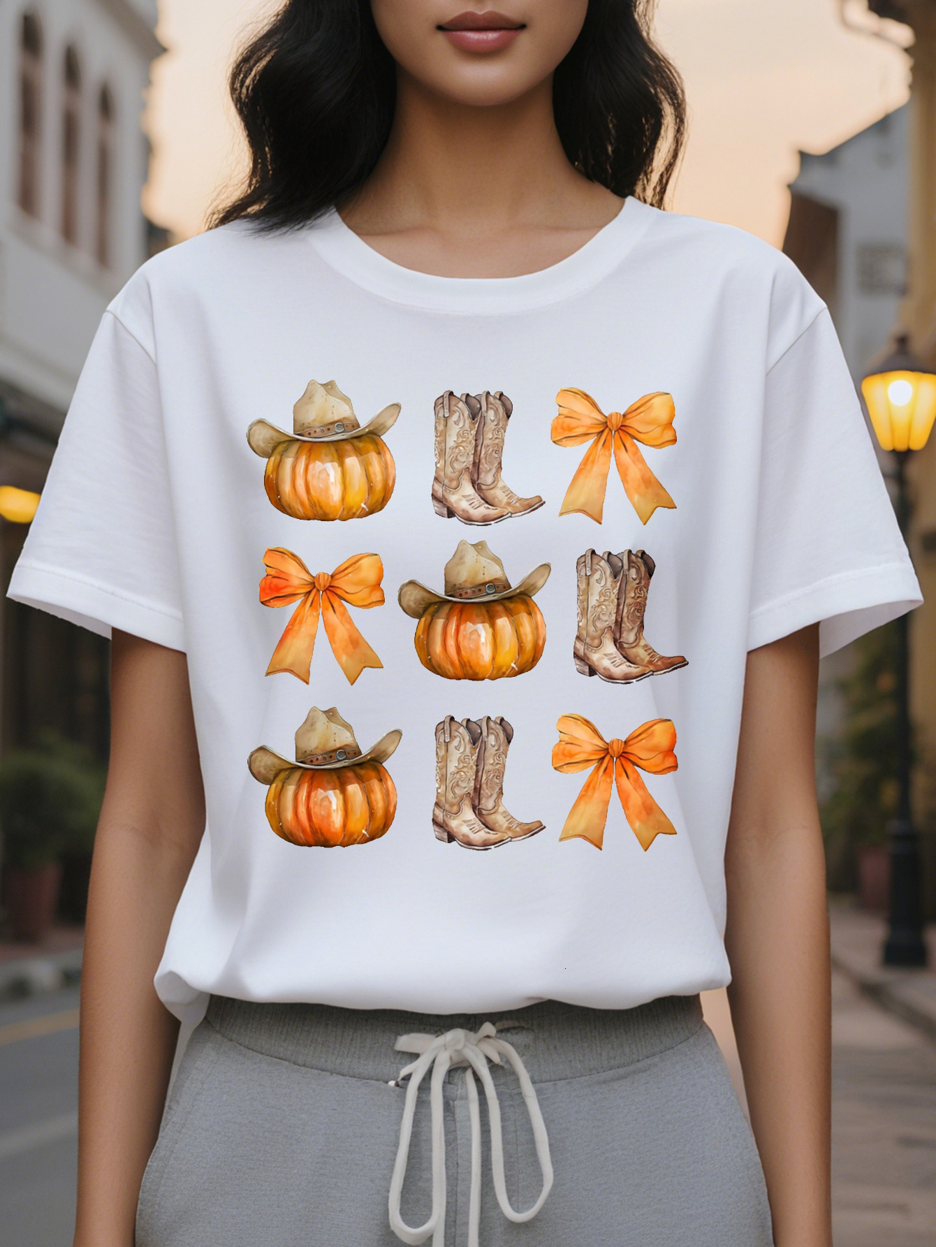 Cozy Halloween Graphic Sweatshirt Soft Crew Neck Casual Fall Wear Women's Comfortable Clothing for Autumn