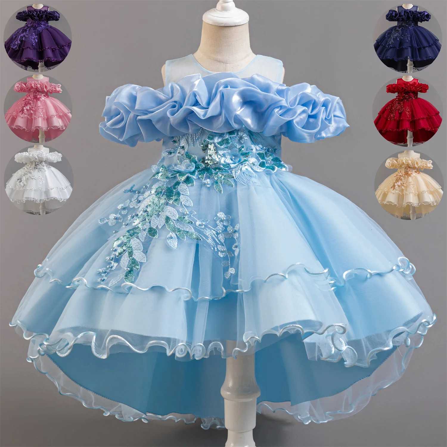 0-12 Years Childrens Dresses For Girls Train Communion Gown Prom Kids Eleghant Wedding Evening Ceremony Dresses Z250904