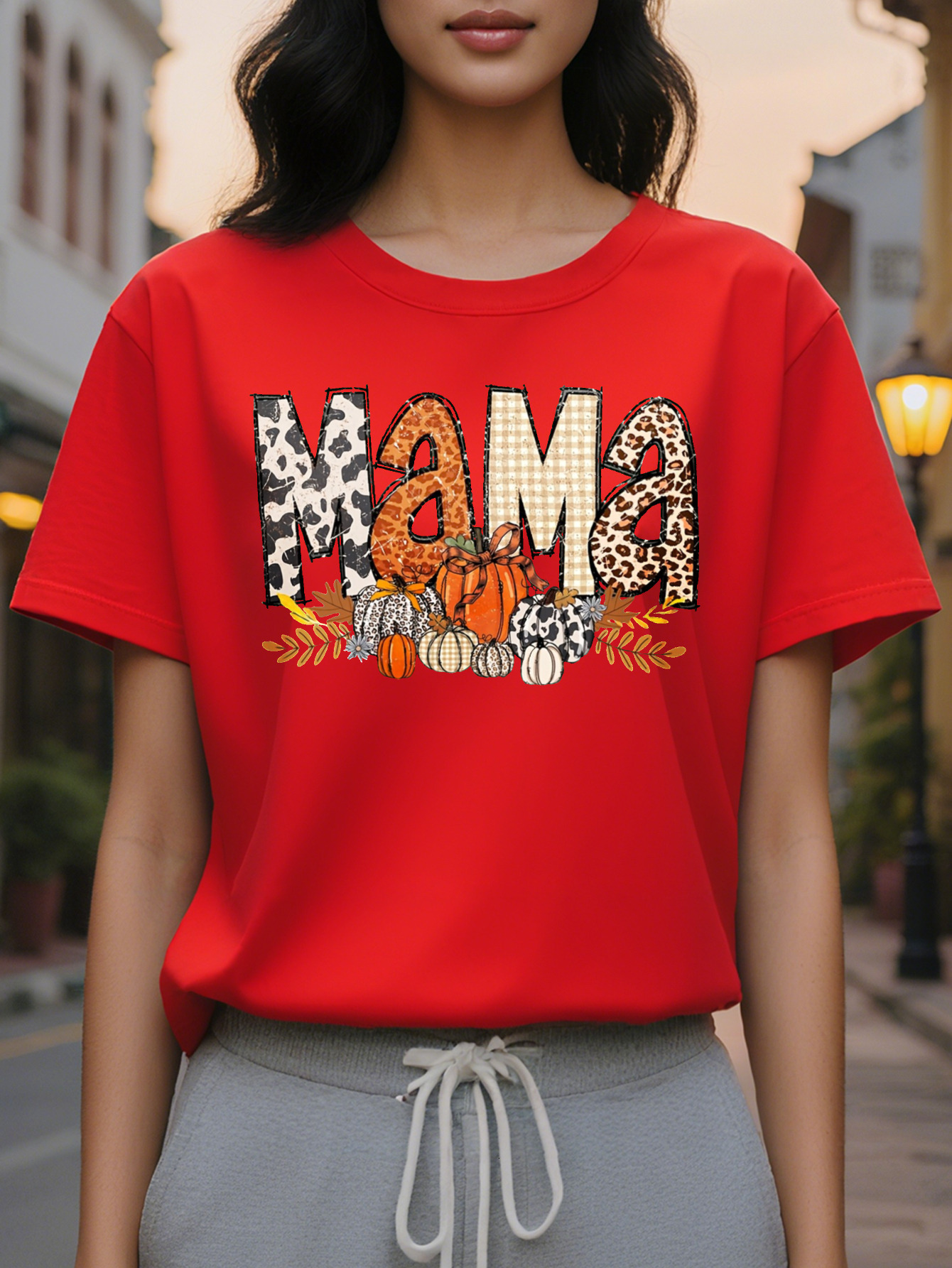 Large XL Women's Halloween Fashion Round Neck Loose Fit Printed Sweatshirt Plus Size