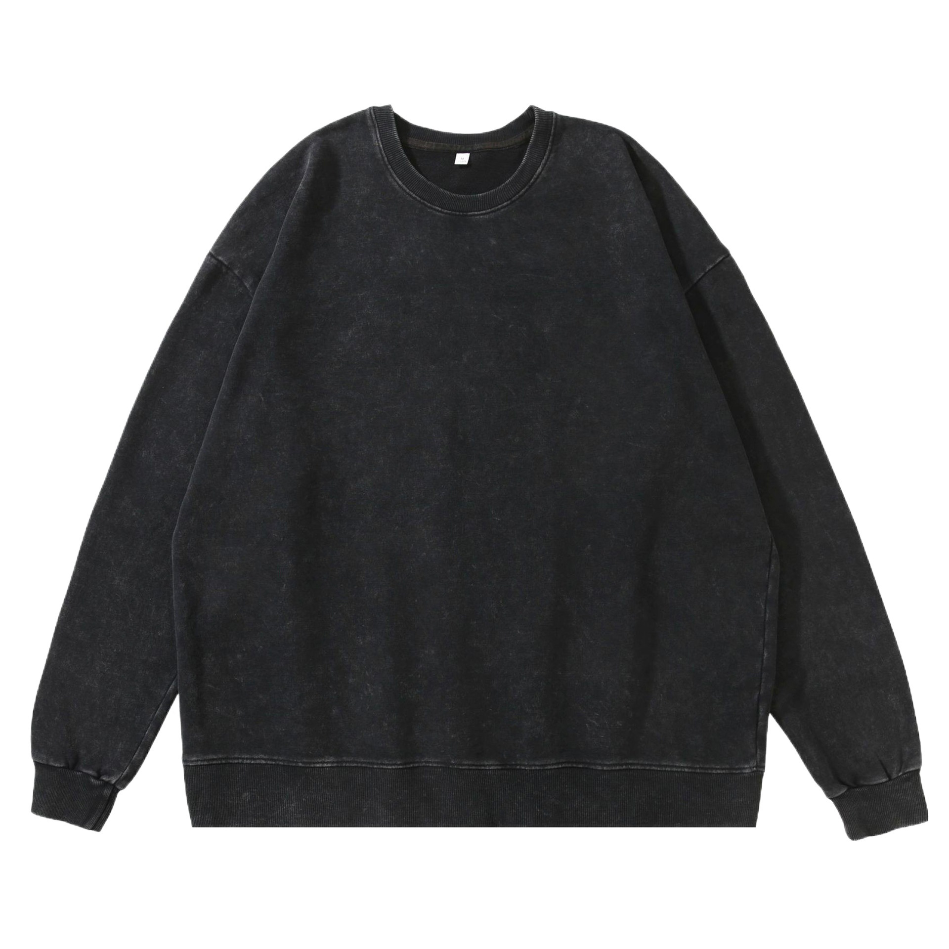 Heavyweight 360g New Vintage Dark Blank Unisex Crew Neck Long Sleeve Sweatshirt - Custom Print Available on Washed Cotton