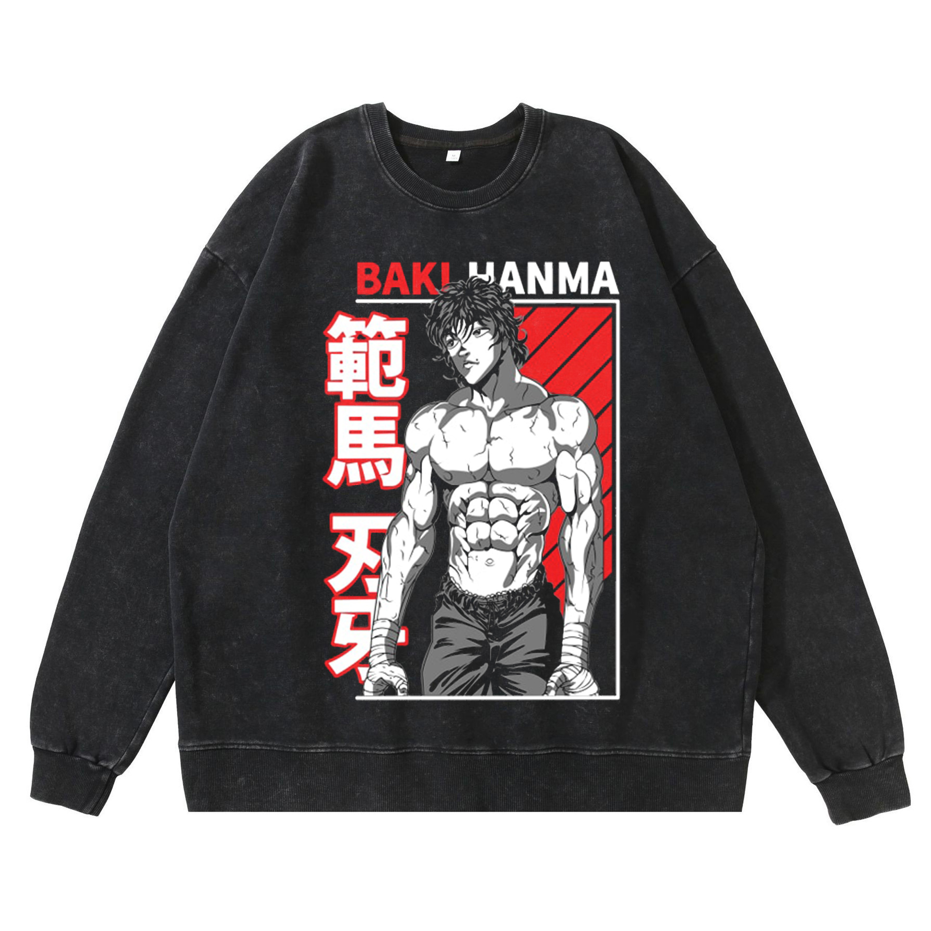Authentic Anime Influence Garment: Durable High Density Cotton Baki's Unique Americana Flavored Faded T-Shirt - TT8291
