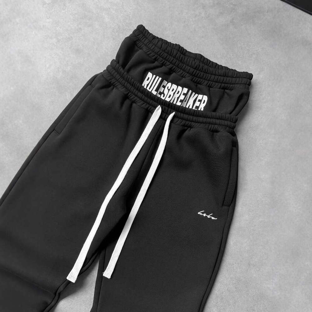 Trendy New Men's American Style Casual Street Loose Letter Embroidery Double Waistband Straight Long Pants