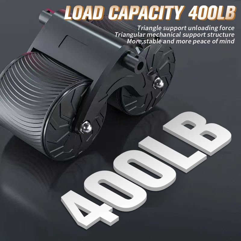 2024 New Ab Roller Wheel with Timer Knee MatAutomatic Rebound Abdominal Wheel with Elbow Support Ab Workout Equipment for Strengthening Core Muscles A