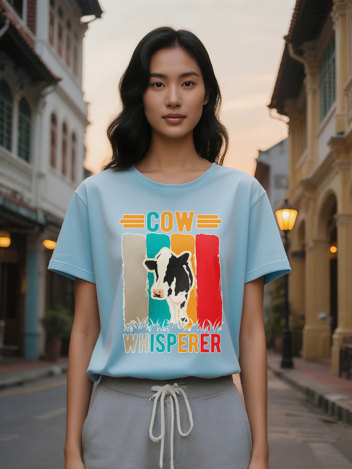 Large XL Casual Round Neck T-Shirt Print Design Top A Gift For Lady Plus Size