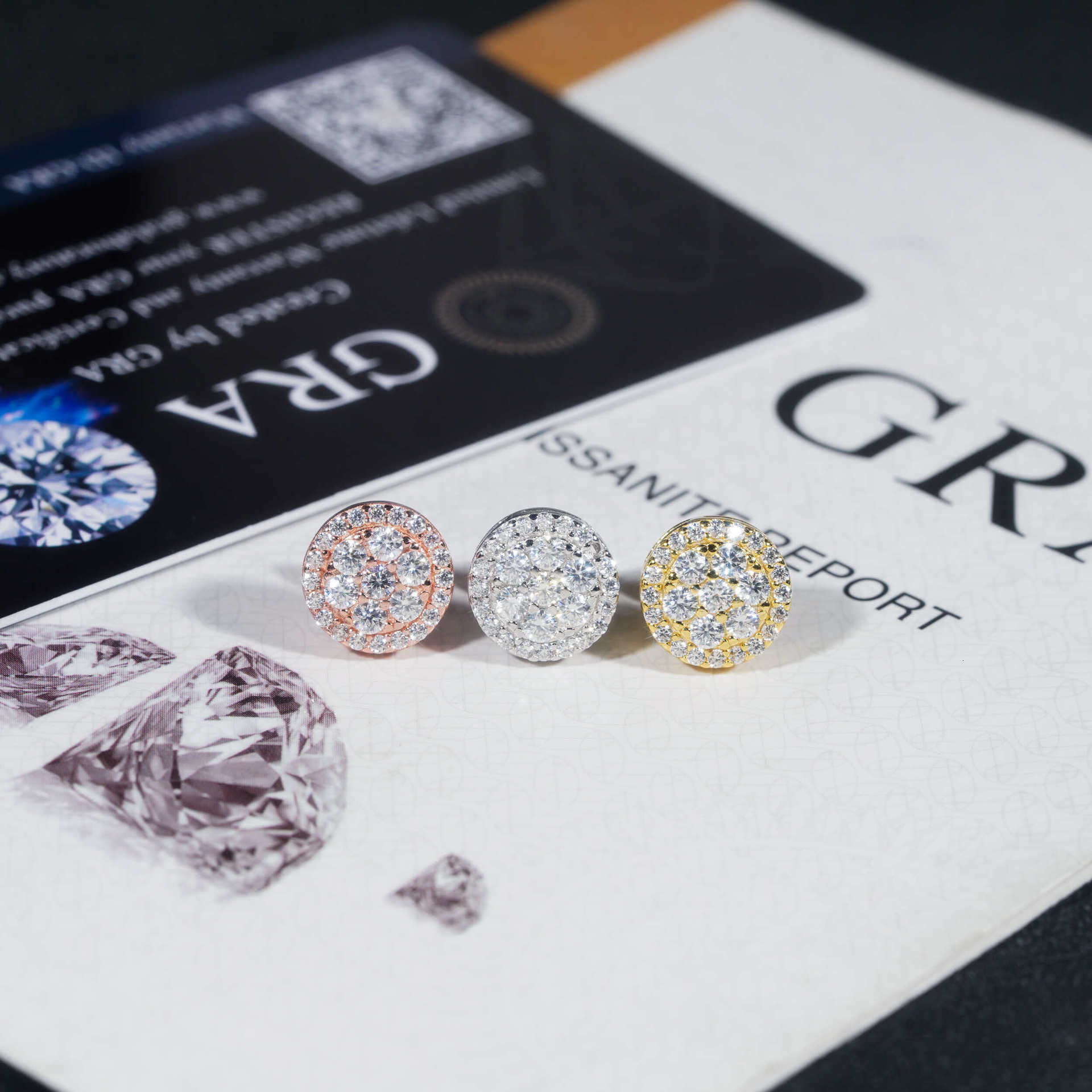 925 Silver Moissanite Round Unisex Designer Luxury Free Shipping Hip-hop Neutral Fashion Trendy Earrings Manufacturer Wholesale