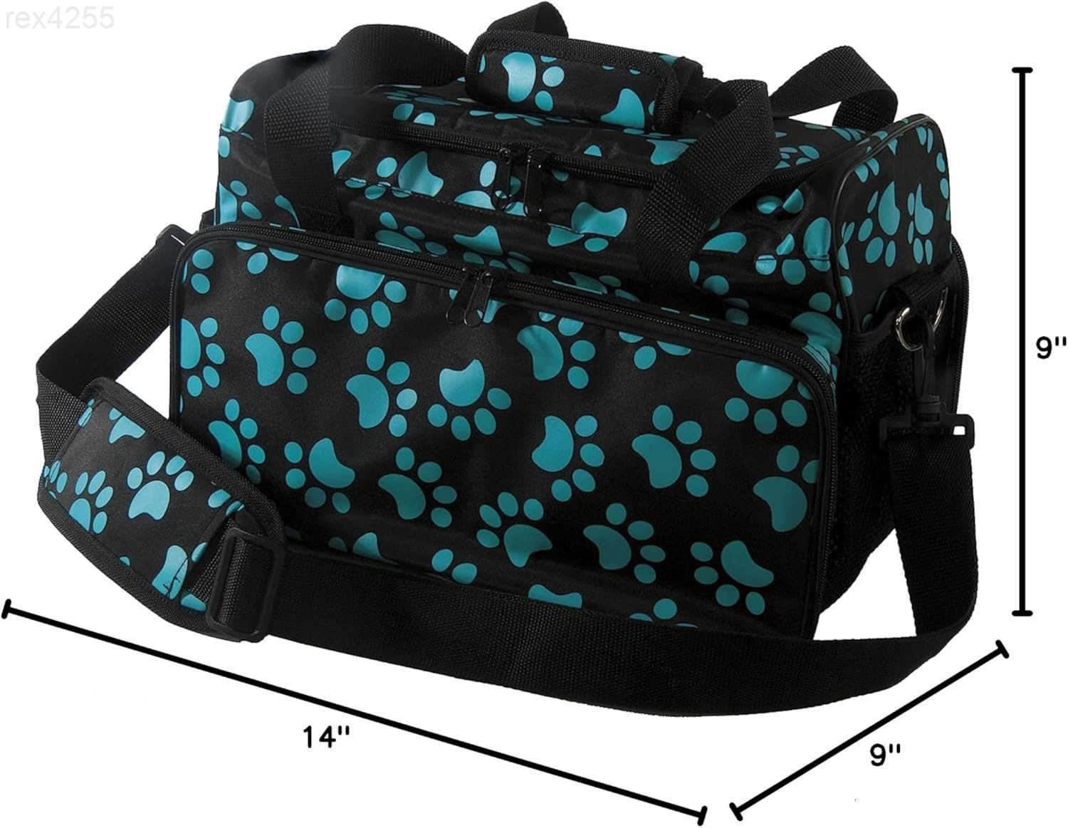 Professional Animal Travel Tote Bag with Zipper Travel Bag Storage Pack for Grooming Supplies for Dog Cat Pet Groomers 288 Inches Turquoise Paw Print 