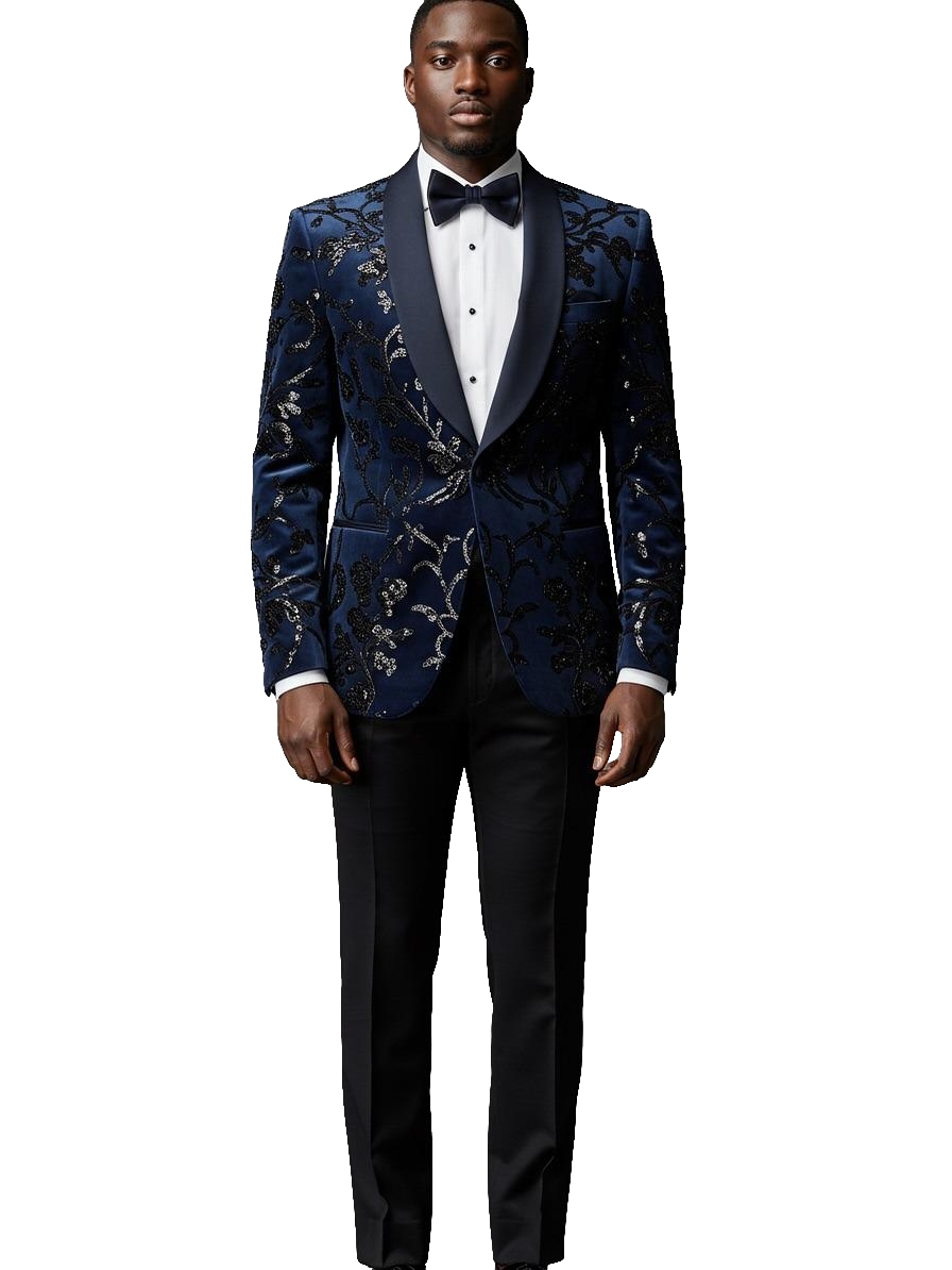 Simple Men's Suit Grid Jacquard Tailor-Made 2 Pieces Set Jacket Sequins Blazer One Button Groom Customized Coat Pants Plus Size