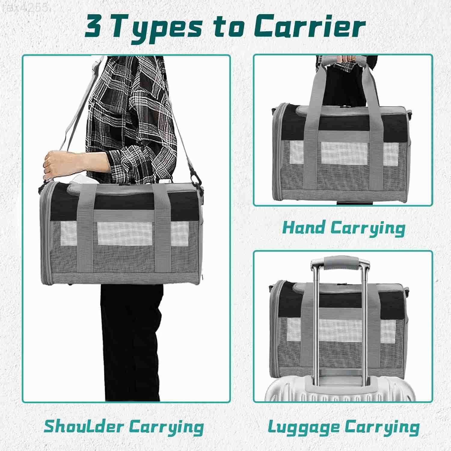 Carrier for Travel Camping Outdoor Small Pet Carrier Guinea Pig Carrier Breathable Pet Portable Hand Bag for Hamster Bunny Guinea PigBlack GrayW250904