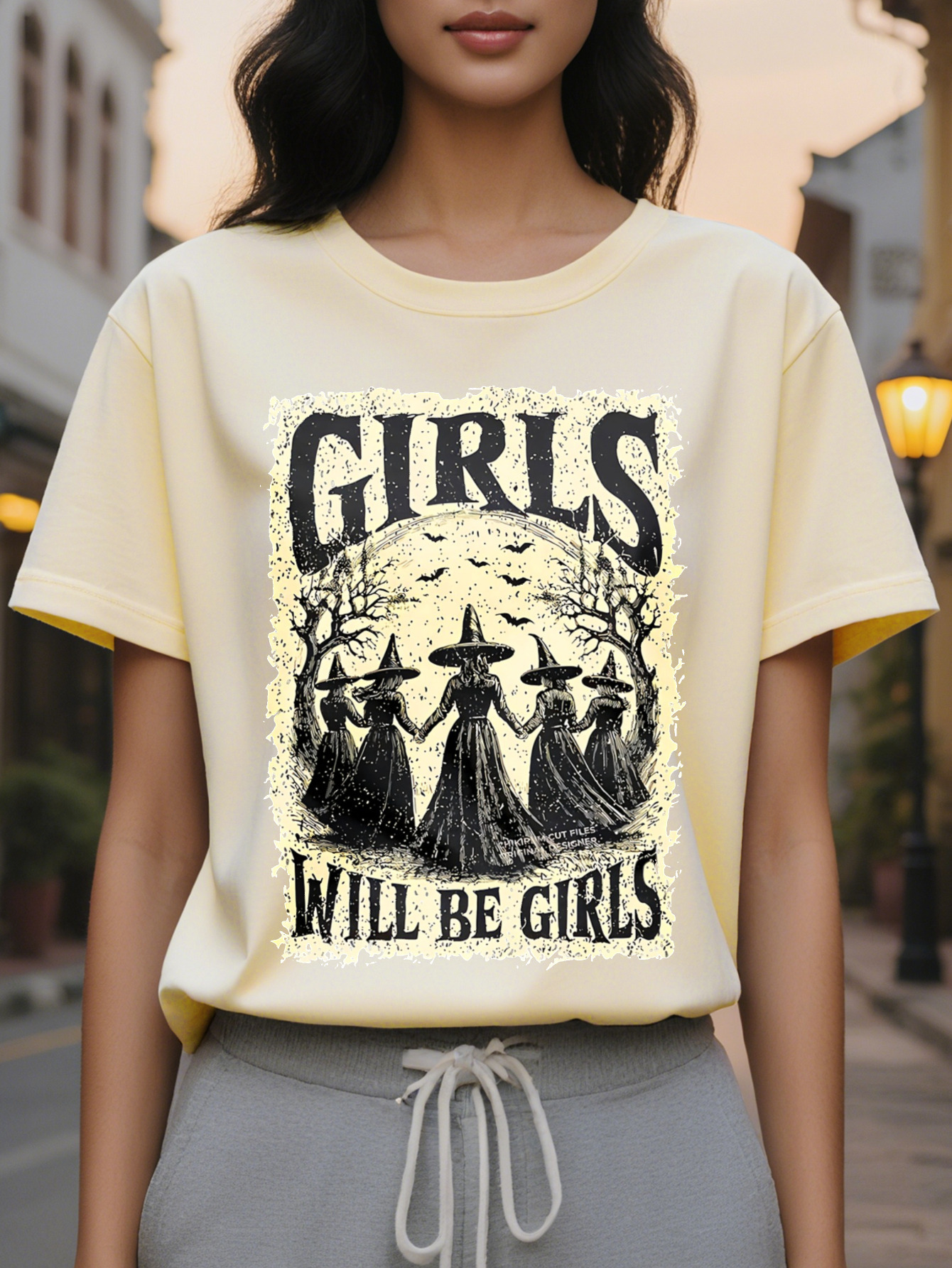 Large XL Women S Witchcraft Graphic T-Shirt Dark Gothic Vintage Tee with WILL BE Witches Text Soft Shirt Halloween Witch Themed Plus Size