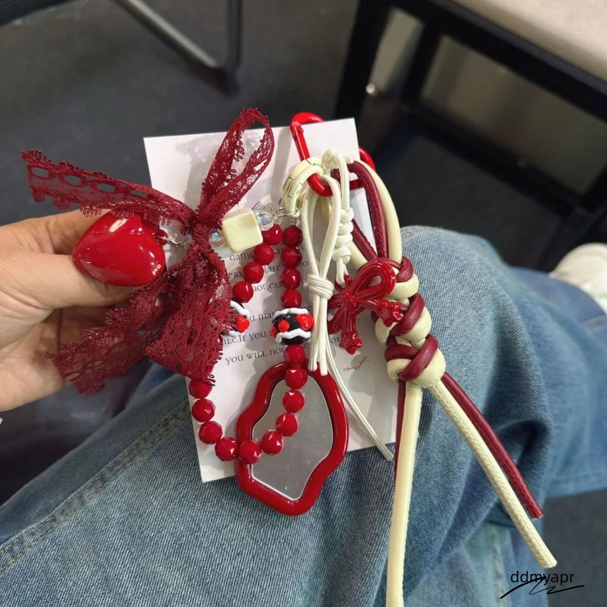 Dopamine Color Summer Atmosphere Exquisite Keychain Girl Ddmyday Series Ins Style Braided Rope Lace Same Bag Hanging Decoration 250627