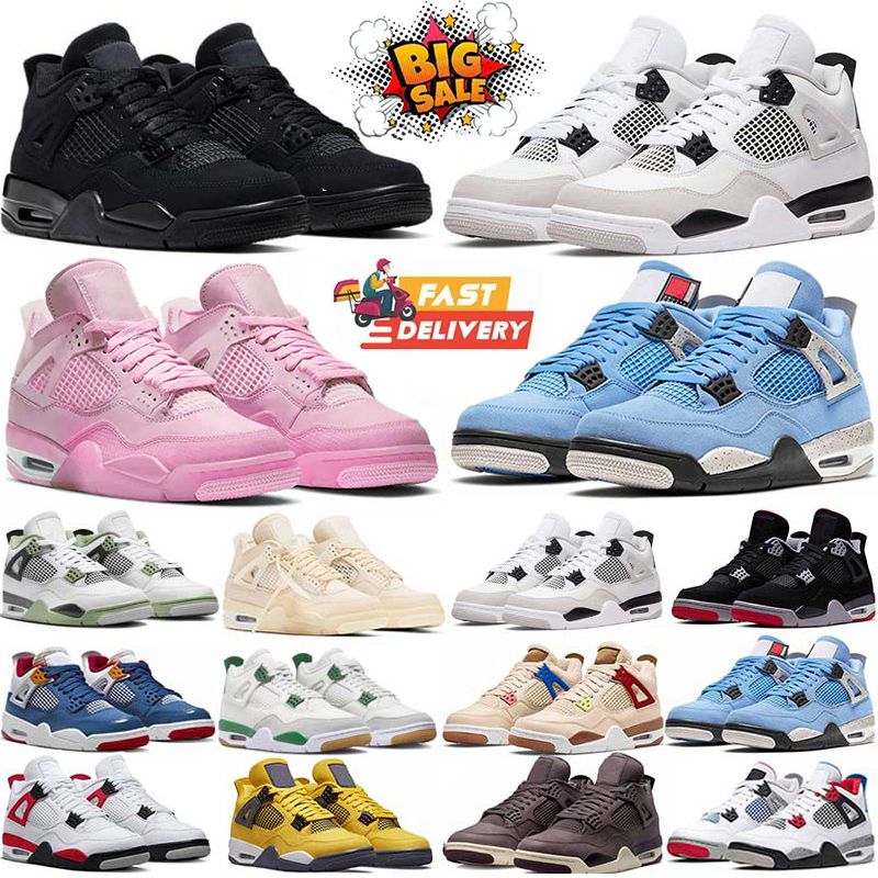 Designer 4s Basketball Shoes Black Cat OG By Brick University Blue Military White Cement Fire Red Thunder Bred Reimagined Mens Womens Outdoor Trianers Sneakers 36-47