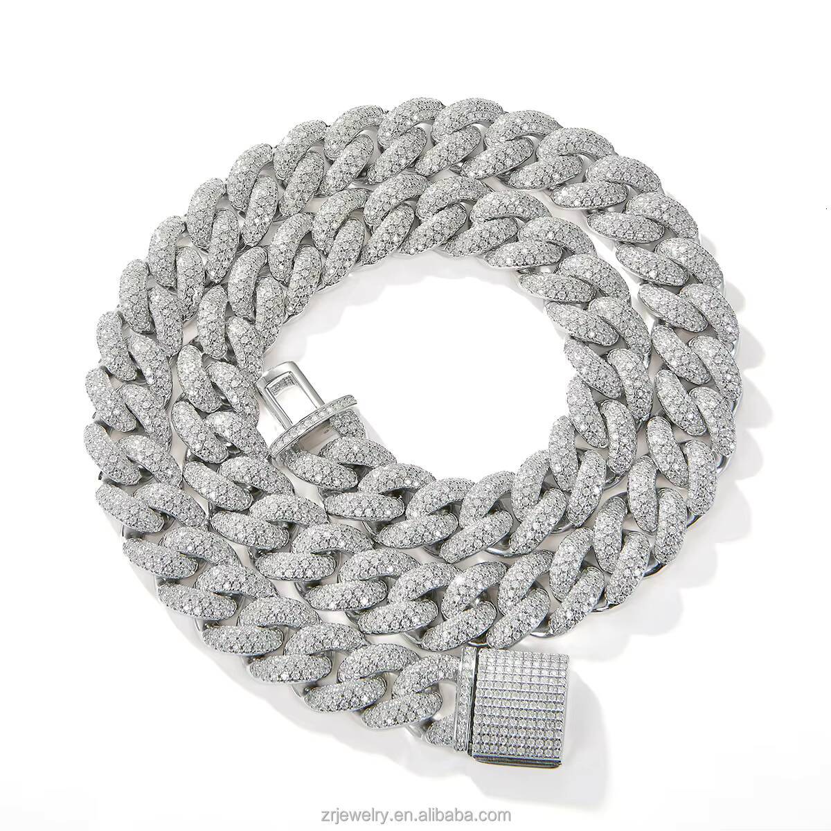 S925 Silver Fine Jewelry Bracelets Moissanite Skeleton Tennis Bracelet Bangle Cuban Link Chain