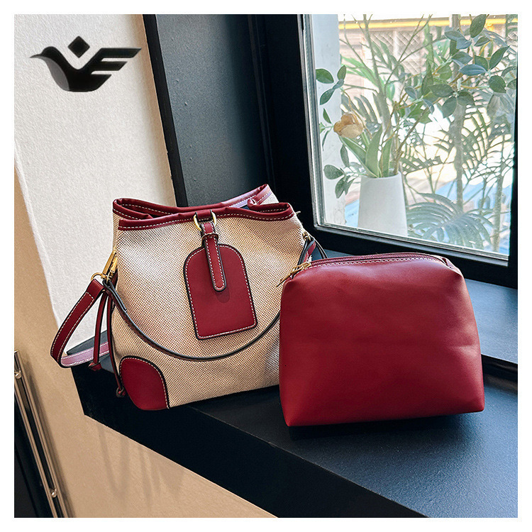 Feiyan Free Shipping New Designer Bag Luxury Shopping Bag Bucket Bag For Women Canvas Color-block Stitching Handbag Mother-daughter Bag Trendy Single 