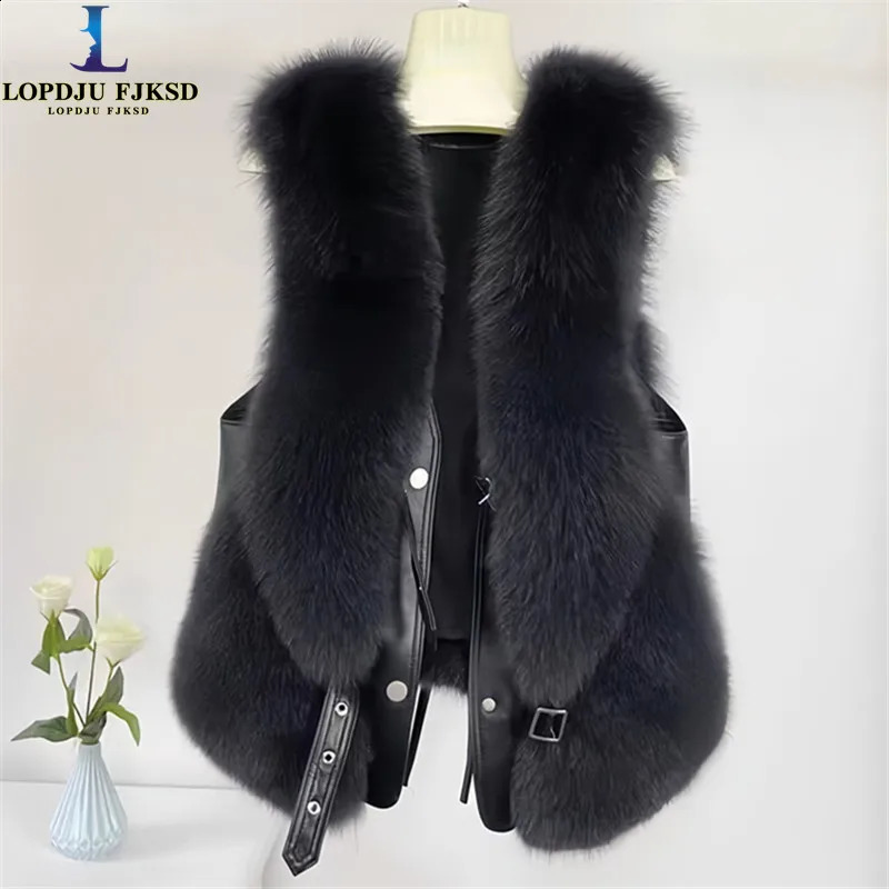 Faux Fur Waistcoat for Womens Chic Splice Fox Coat Ladies Sleeveless Fur Vest Jacket Slim Faux Fox Fur Outwear Vests 250823