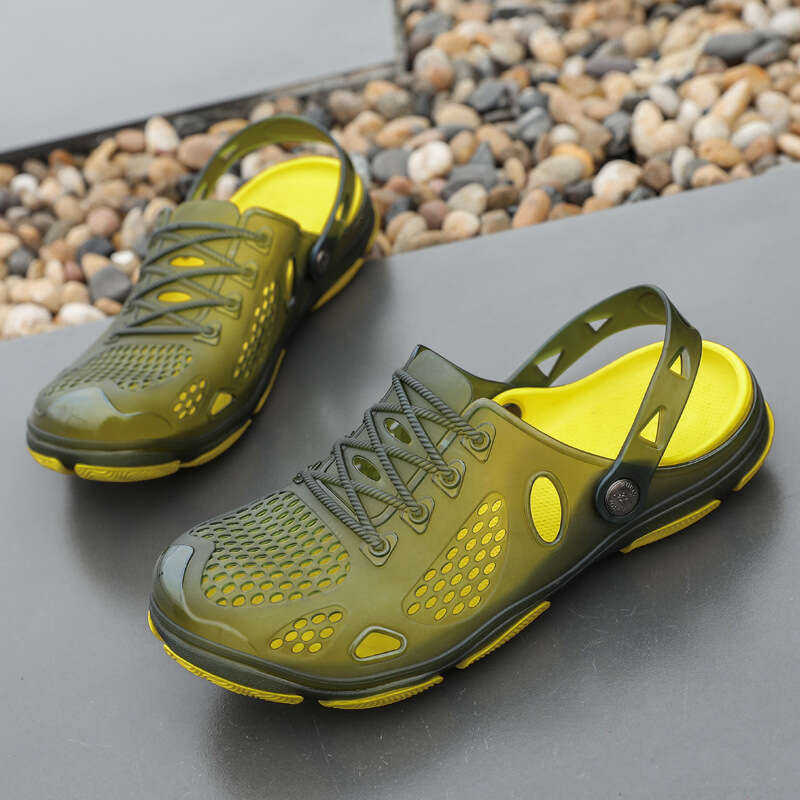 Slippers Summer Autumn Jelly Shoes Breathable Beach Sandals Lightweight Large Size Men's Semi-Transparent Clogs