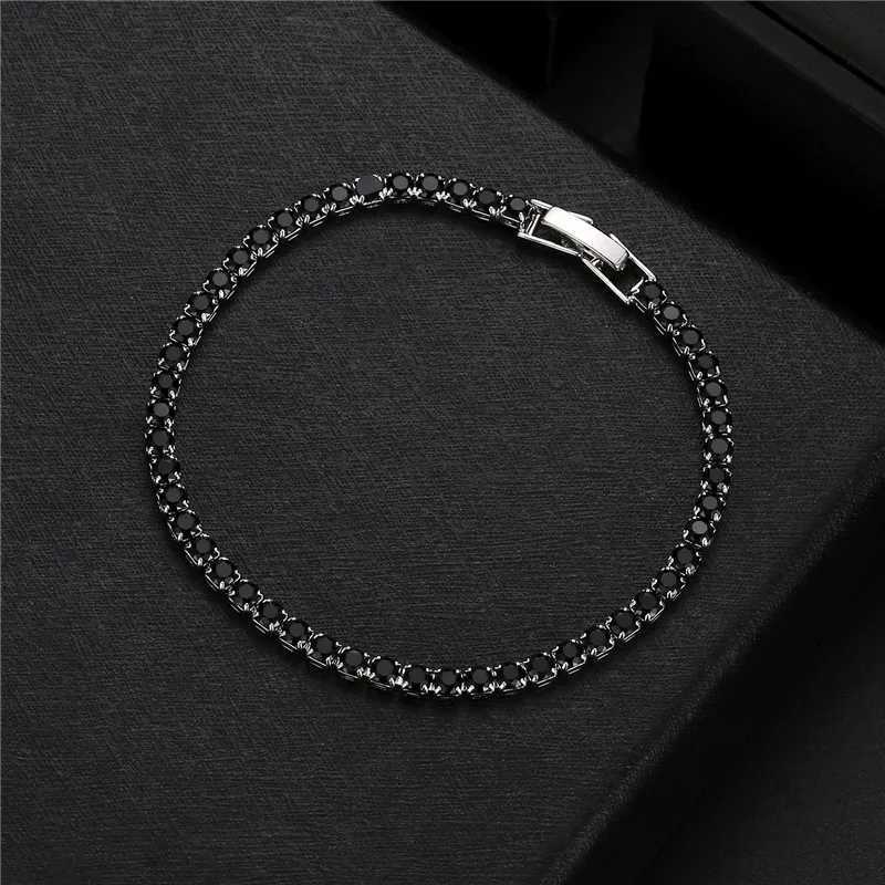 Hip Hop Bling d Out Cubic Zirconia Bracelet Tennis Chain Bracelets Women Men CZ Link Chain BFF Jewelry White Black PulserasXJ250904