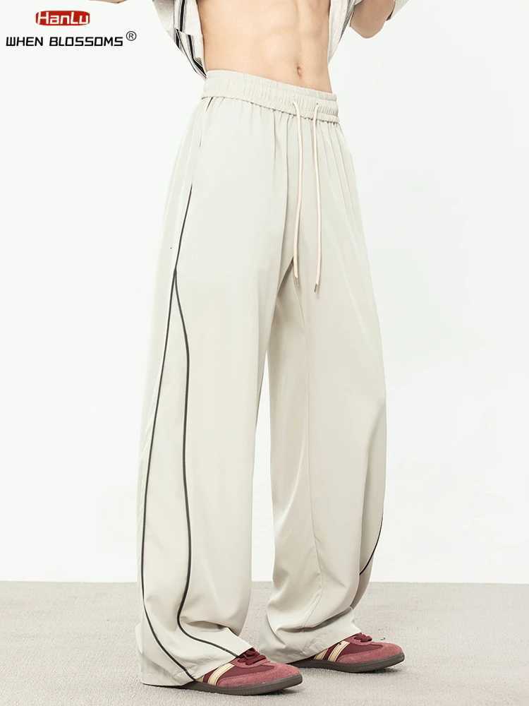 Retro Color Block Side Stripe Casual Pants Men Loose Fit Straight Leg Streetwear Jogger Vintage Sweatpants Spring Summer FashionXJ250904