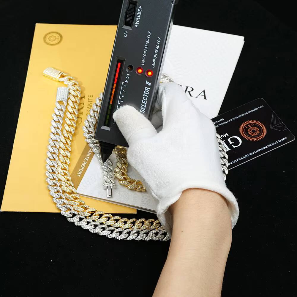 Xingyuegems Wholesale Hip Hop Jewelry 10mm Arc Style Cuban Chain 925 Sterling Silver Luxury Moissanite Jewelry for Men