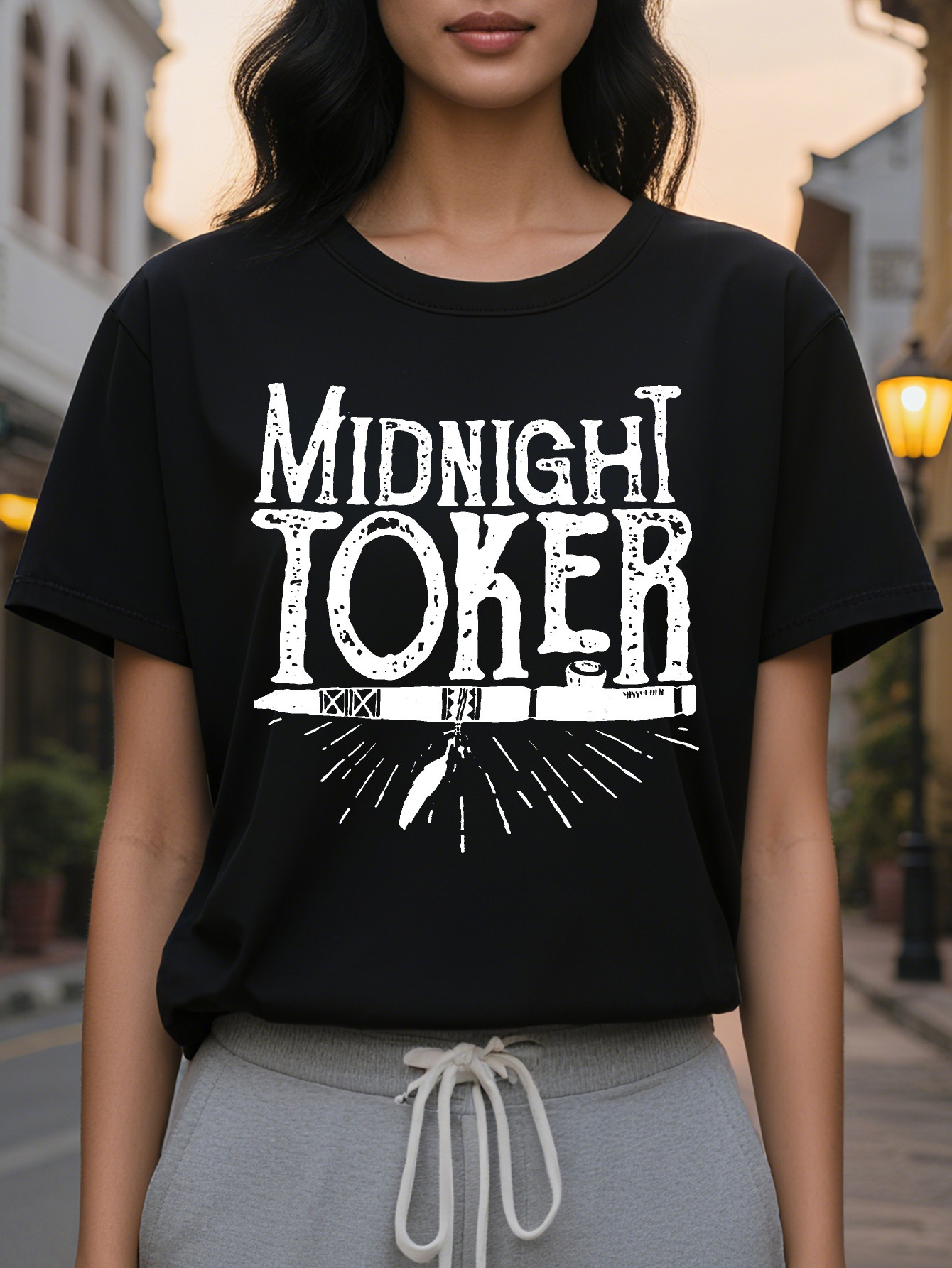 Women's T-Shirt Graphic Letter Printed Round Neck Fitted Summer