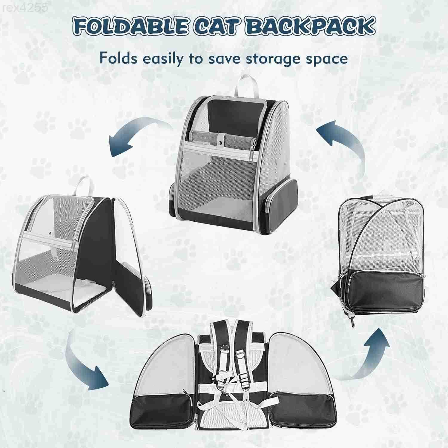 Cat Backpack Carrier Pet Backpack Carrier Cats and Small Dogs Collapsible Fully Ventilation Cat Backpack for Outdoors Hiking Camping Travelup to 165lb