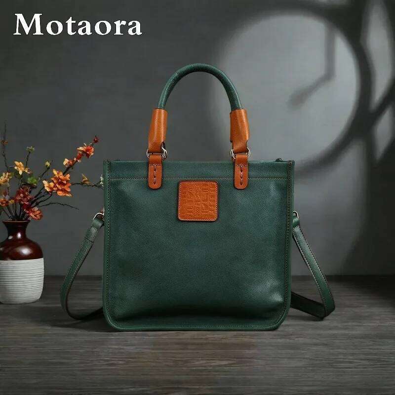 MOTAORA Genuine Cowhide Leather Handbag Shoulder Crossbody Bag Top Handle Large Vintage Designer Purse for Women 2025 NEW