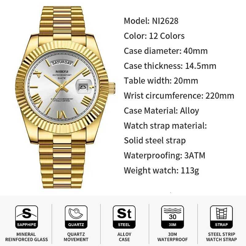 NIBOSI Mens Watches Top Brand Luxury Man Watch For Men Autatic Date Week Waterproof Quartz Wristwatches Luminous Reloj Hbre X250904
