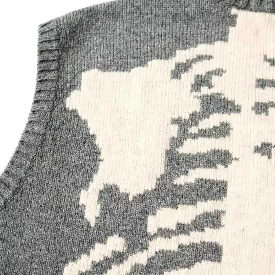 New Arrival Japanese Retro Kapital Vintage Flat Skeleton Sweater Vest Sleeveless Gray TopXJ250904