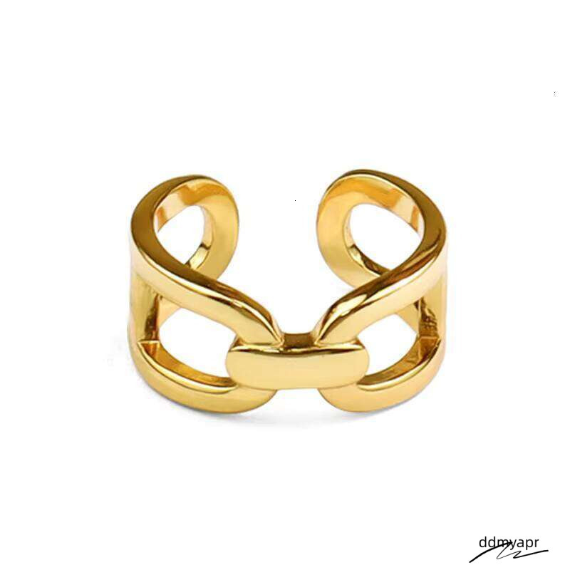 Geometric Gold Stainless Steel - Adjustable Open Cuff Minimalist Finger Ring For Women Ddmyday & Men (Trendy 2025 Spring Collection) Ddmyday