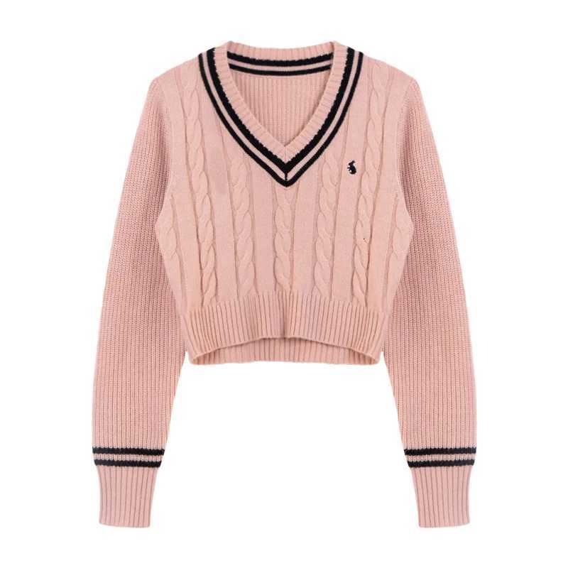 YuooMuoo Korean Fashion Sweaters Women Autumn Vneck Y2K Cartoon Embroidery Knitted Tops Winter Soft Basic Long Sleeve Pullovers M250904