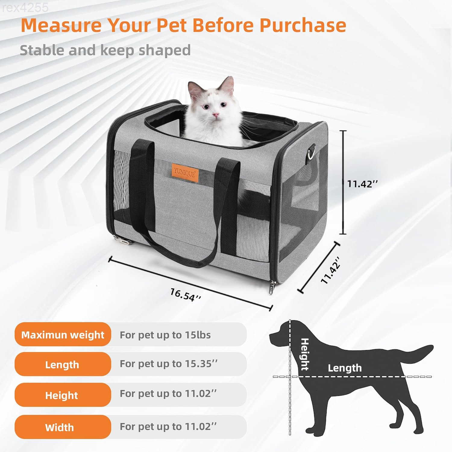 Collapsible Travel Puppy Carrier with Lightweight Fabric Design GreyW250904