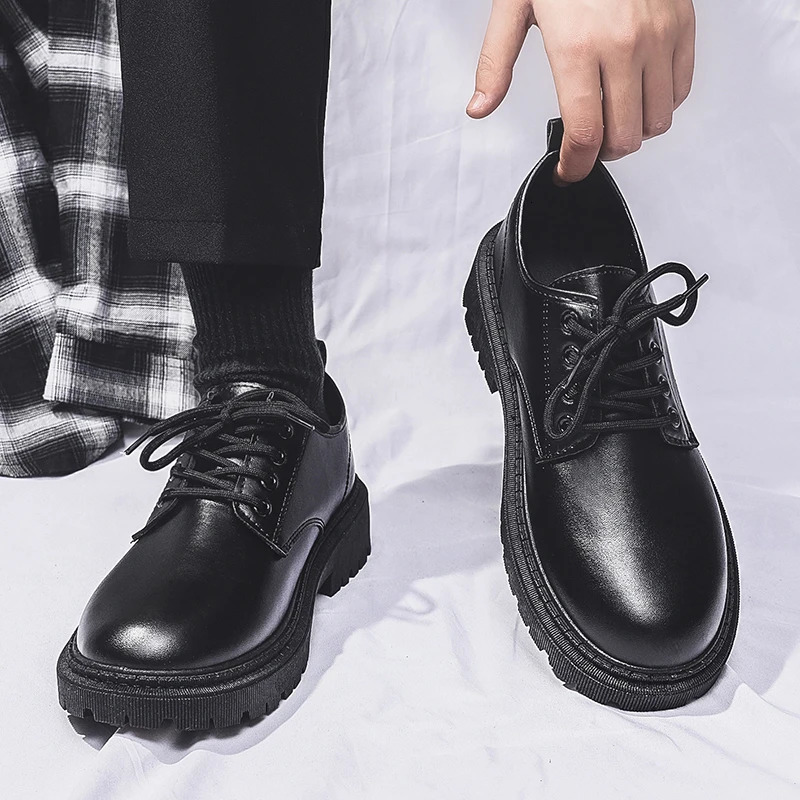 Summer Mens Thick Soled Oxford Thick Leather Thick Soled Shoes Mens Derby Casual Shoes Mens Square Head Dress Shoes 250903