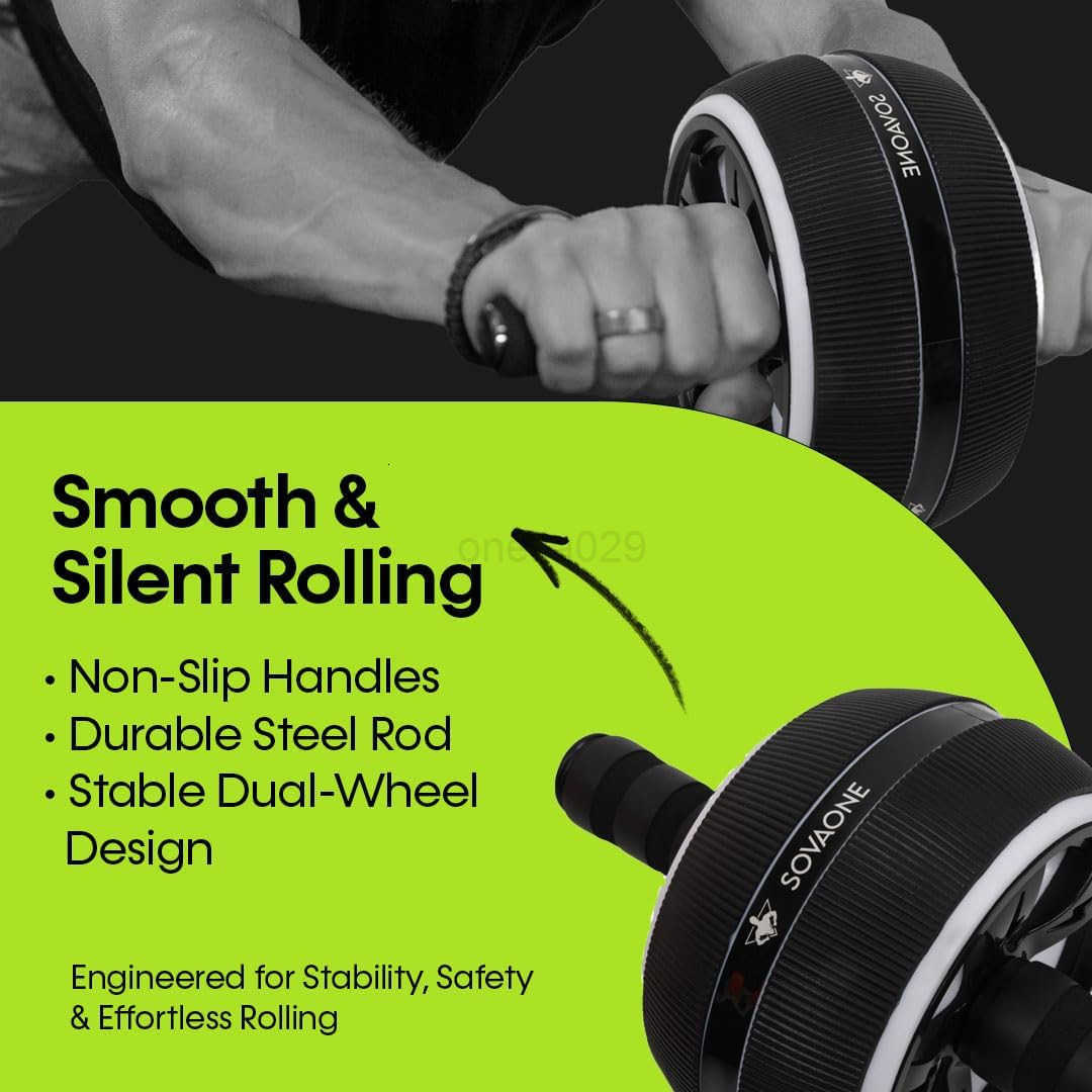 Ab Wheel Roller 4 in 1 Ab Roller Kit with Knee Mat Jump Rope Stretch Band Abs Workout Equipment for Home Gym Abdominal Wheel for Full Body Strength Tr