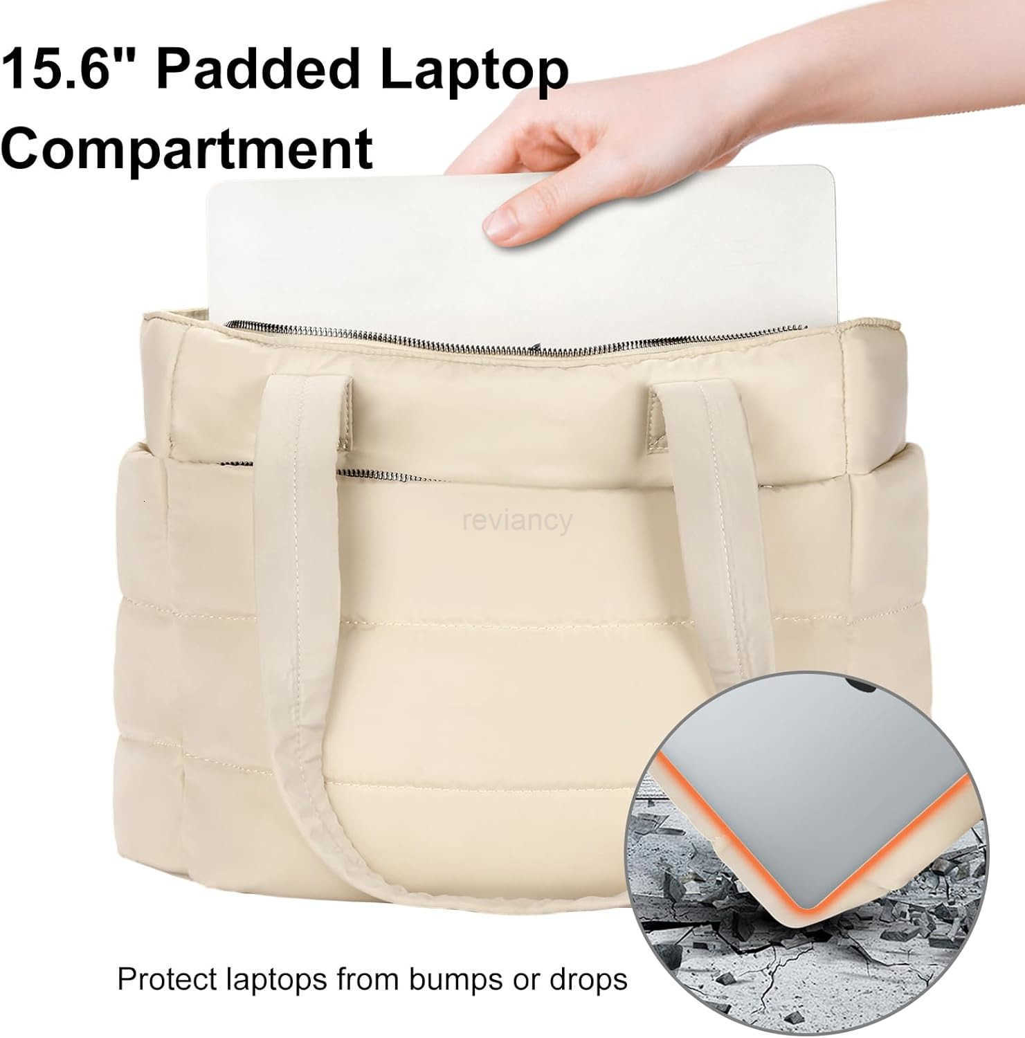 Tote Bag for Women Puffer Quilted Handbag with Compartments Lightweight Puffy Shoulder Bag for Travel Work GymW250904